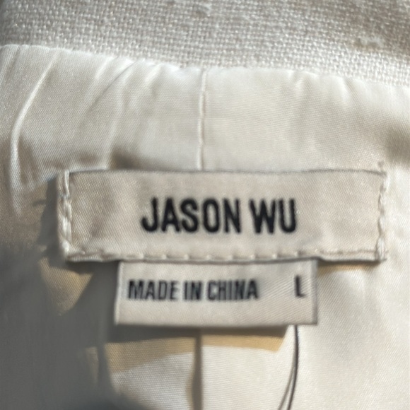 Jason Wu Ivory Cream Linen Embroidered One Button Fitted Blazer - Picture 5 of 7